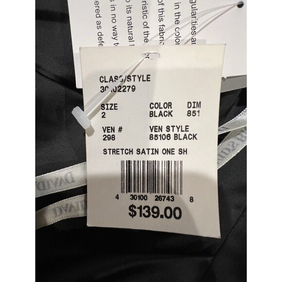 NWT David’s Bridal Black Slim One Shoulder Cocktail Evening Dress Size 2 - Picture 10 of 11